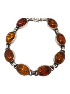 Sterling Silver Amber Link Bracelet #20934