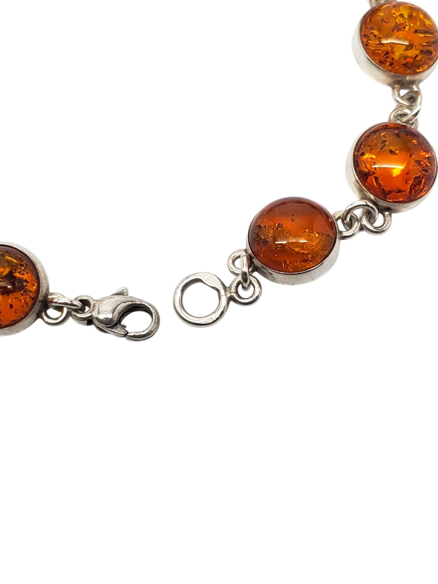 Pulsera de eslabones redondos de ámbar de plata de ley #20942 en Bueno estado para la venta en Washington Depot, CT