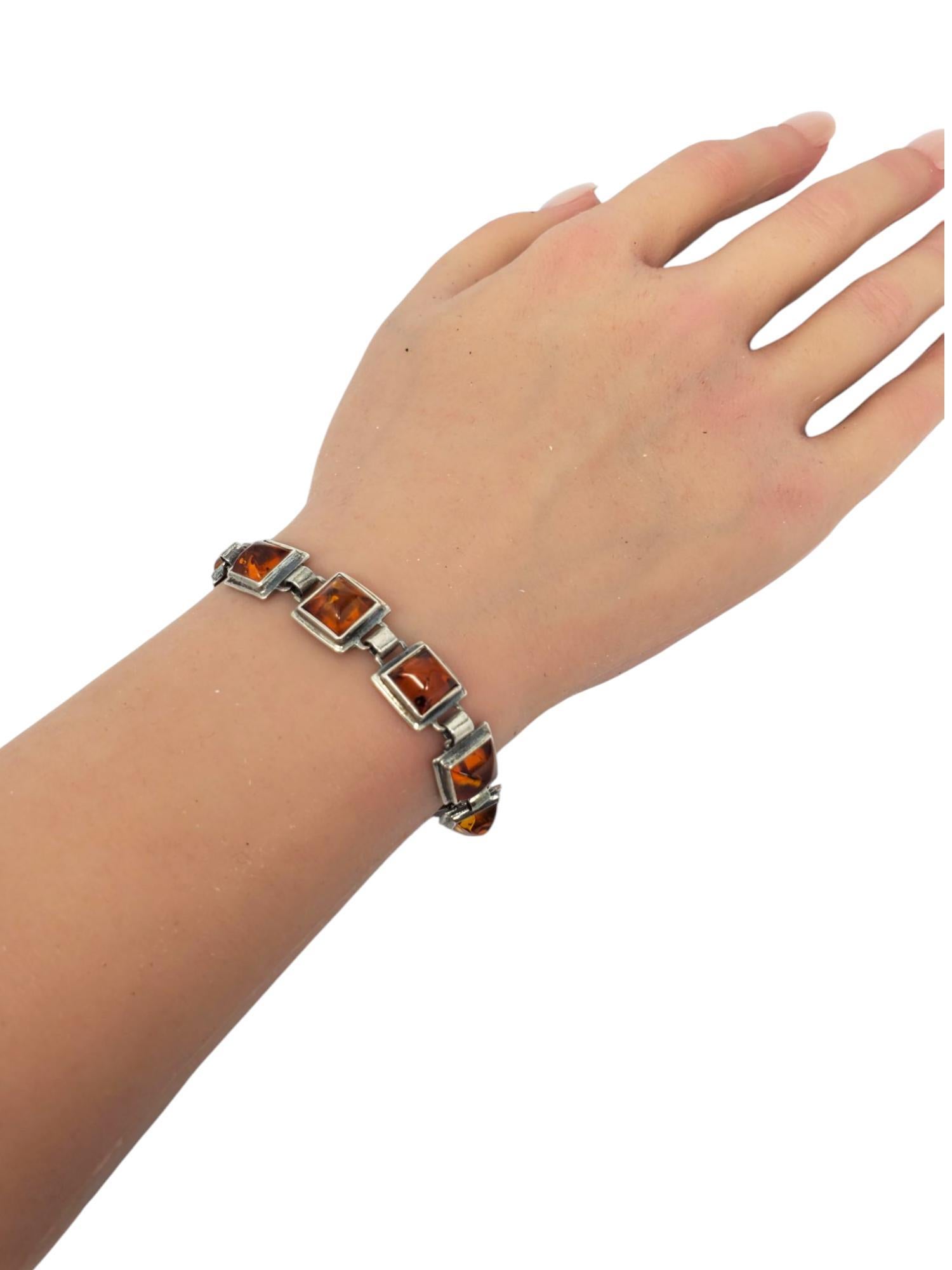Bracciale a stazione d'ambra in argento #21102 in vendita 5