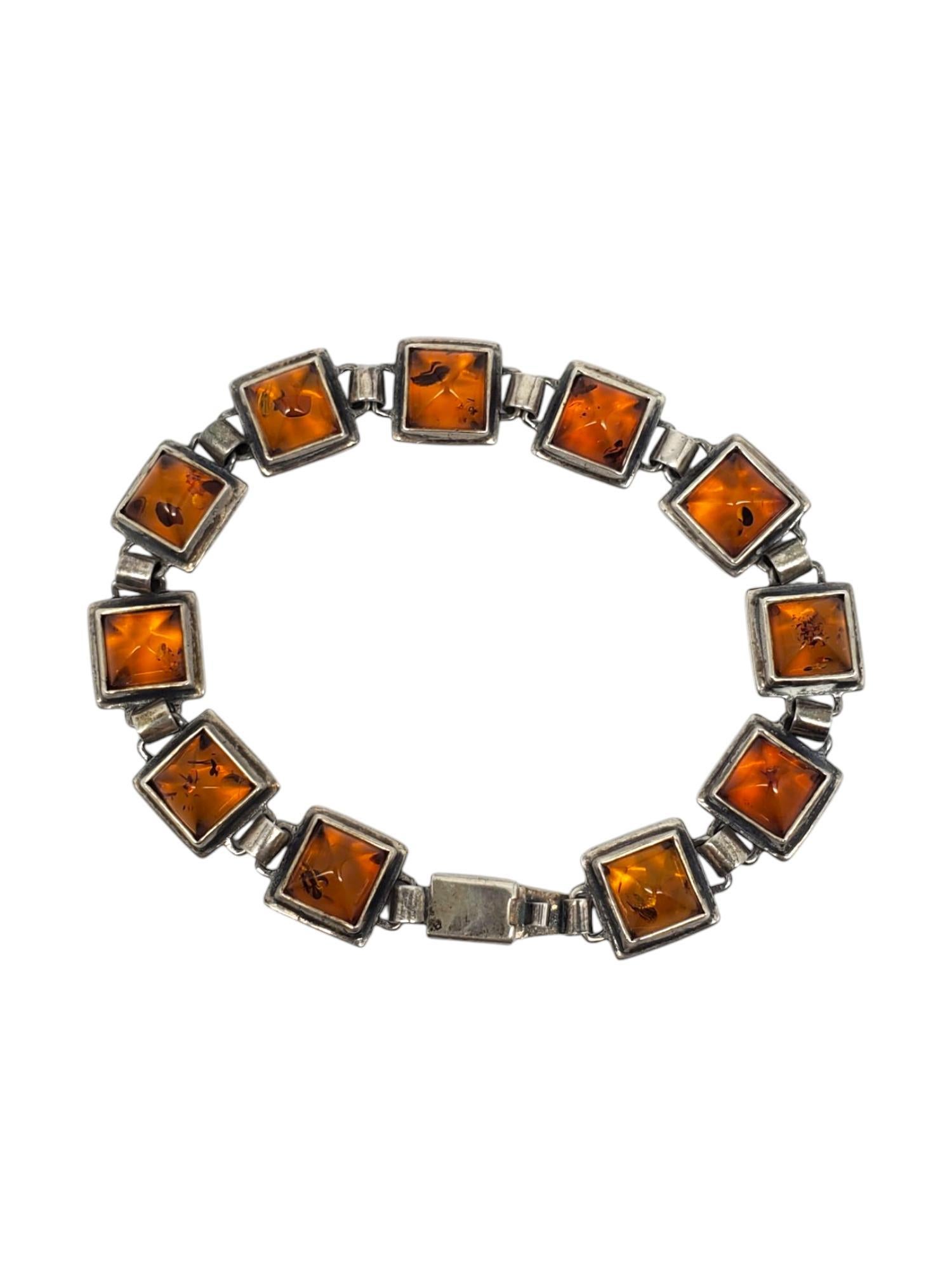 Bracciale a stazione d'ambra in argento #21102 in vendita 1