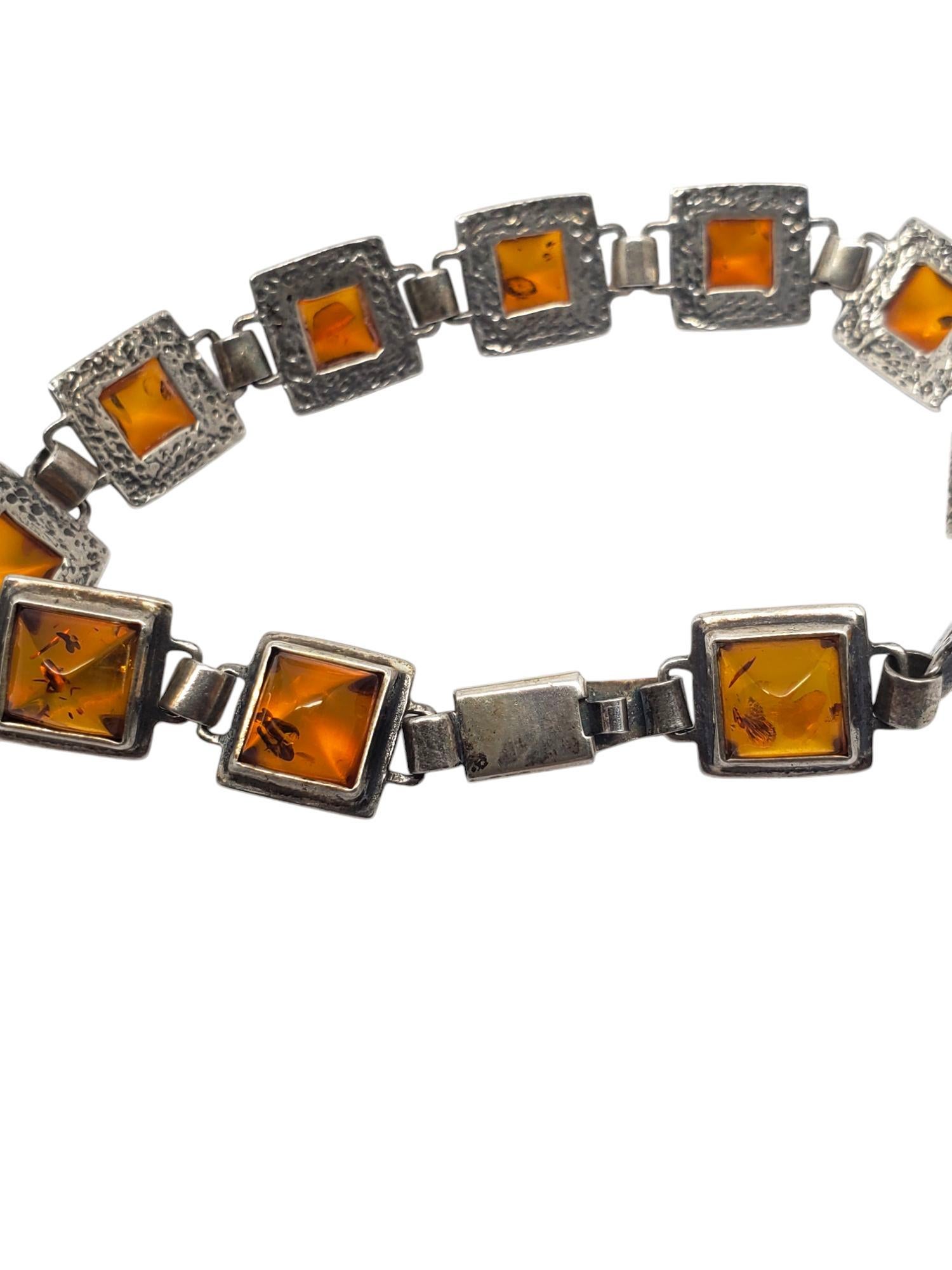 Bracciale a stazione d'ambra in argento #21102 in vendita 3