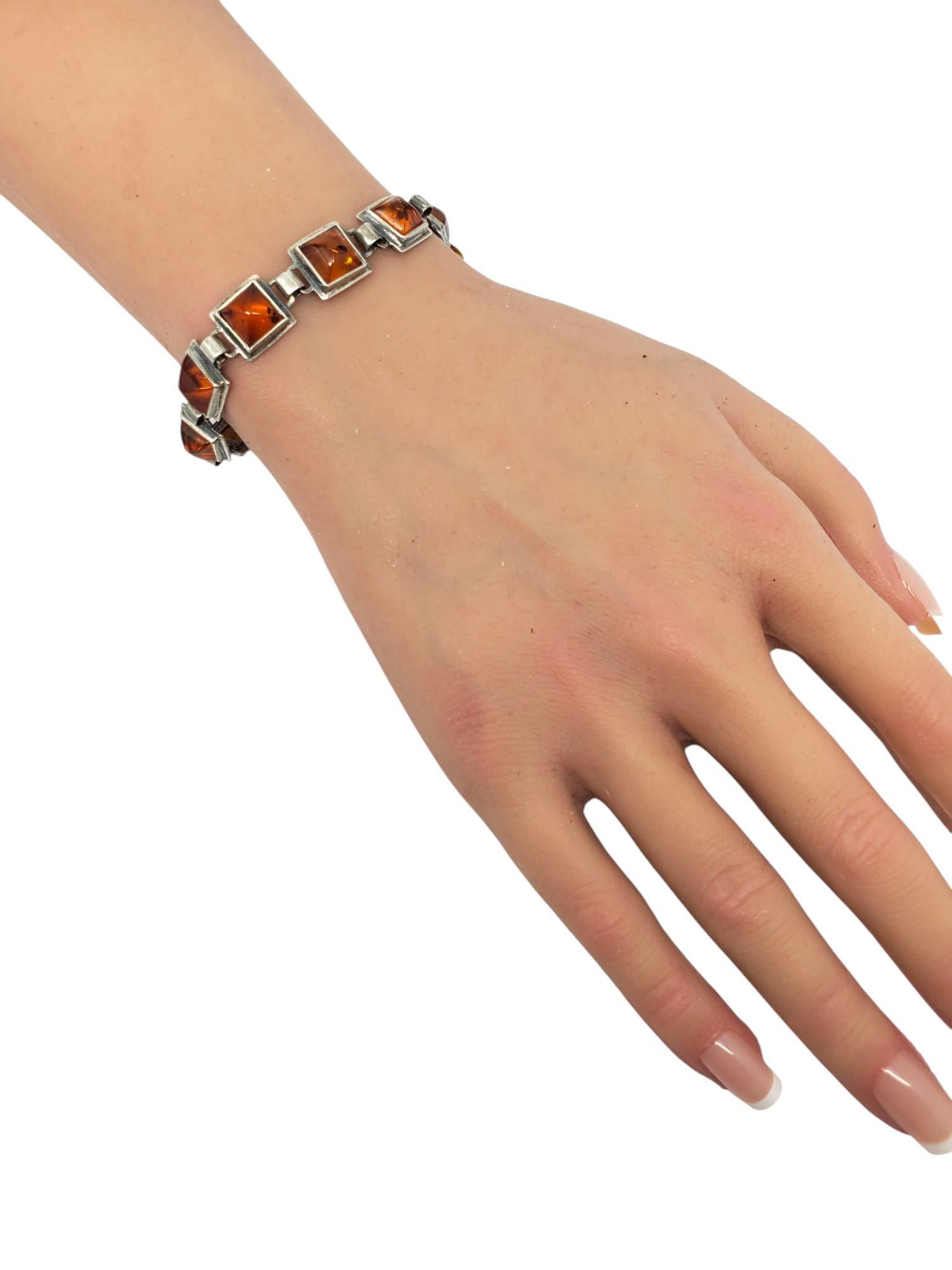 Bracciale a stazione d'ambra in argento #21102 in vendita 4