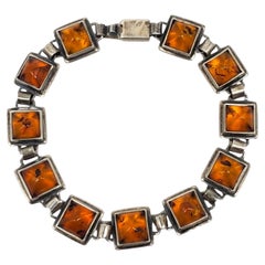 Sterling Silver Amber Station Bracelet #21102