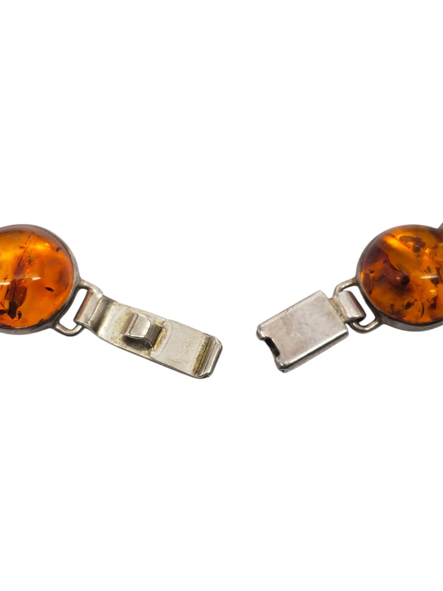 Sterling Silver Amber Station Link Bracelet #20850 For Sale 1