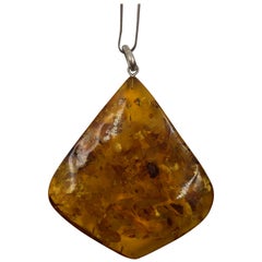 Used Sterling Silver Amber Stone Necklace