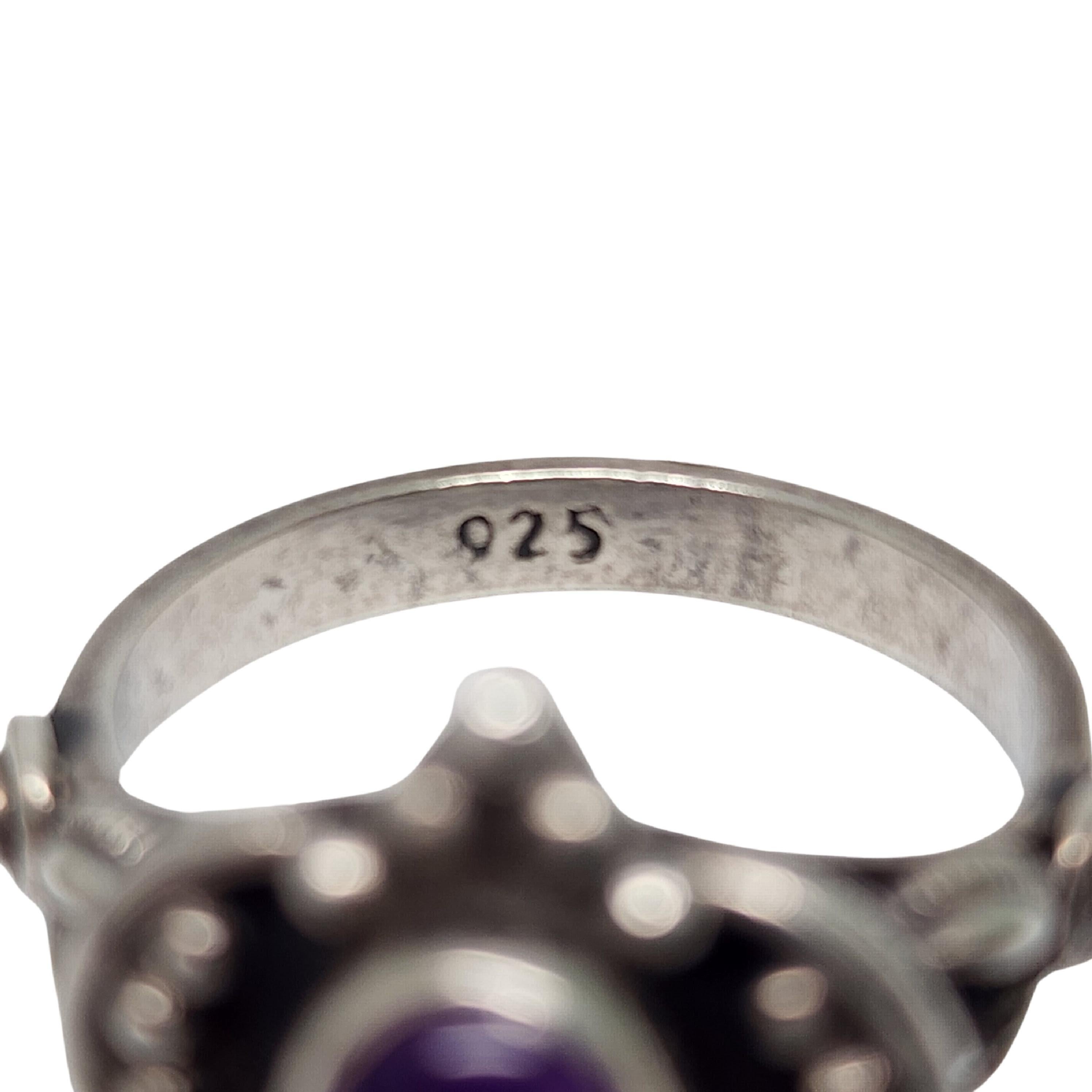 Sterling Silver Amethyst Cabochon Ring Size 7.5 #16697 For Sale 3