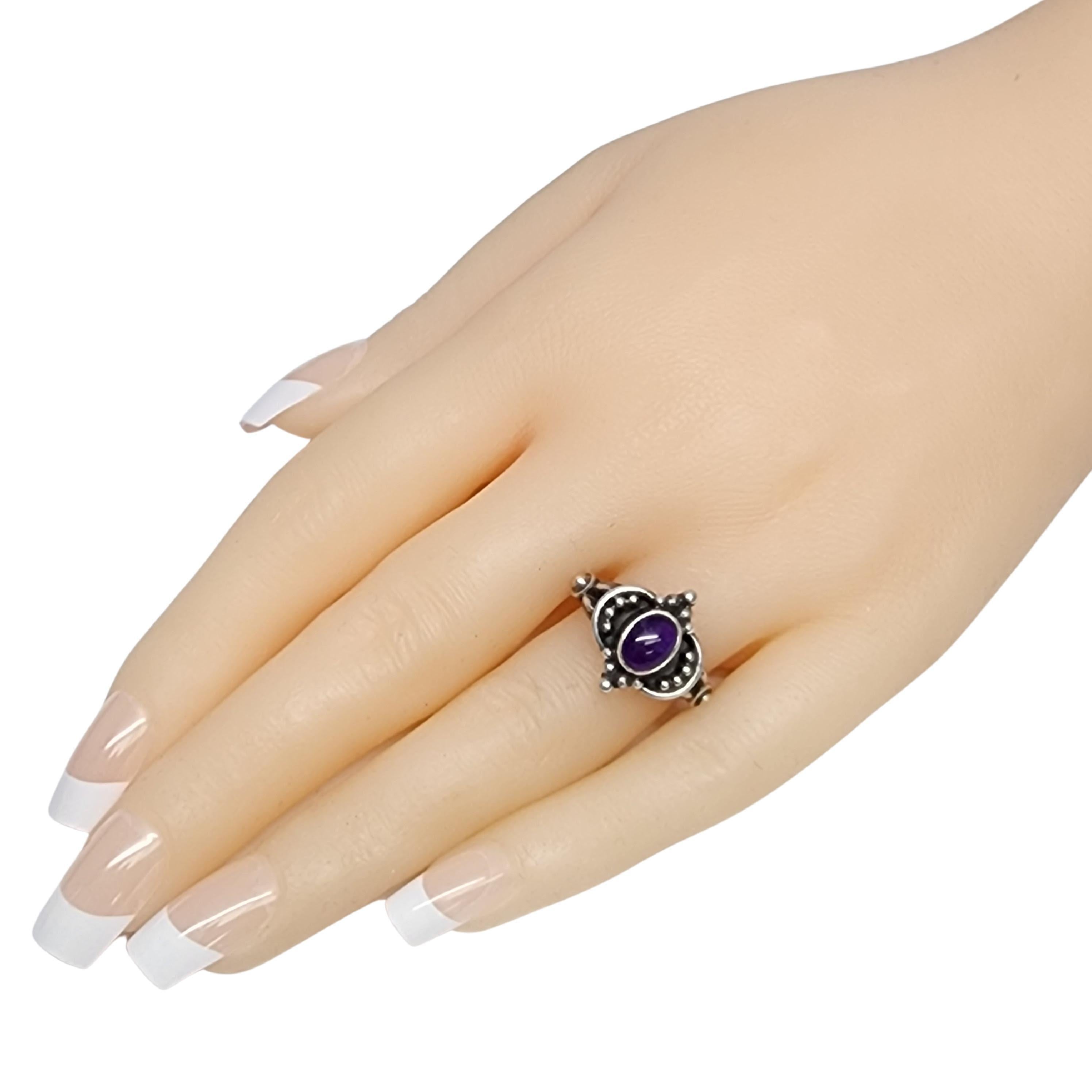 Sterling Silver Amethyst Cabochon Ring Size 7.5 #16697 For Sale 5