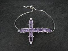 Bracelet Bolo en argent sterling avec croix en améthyste