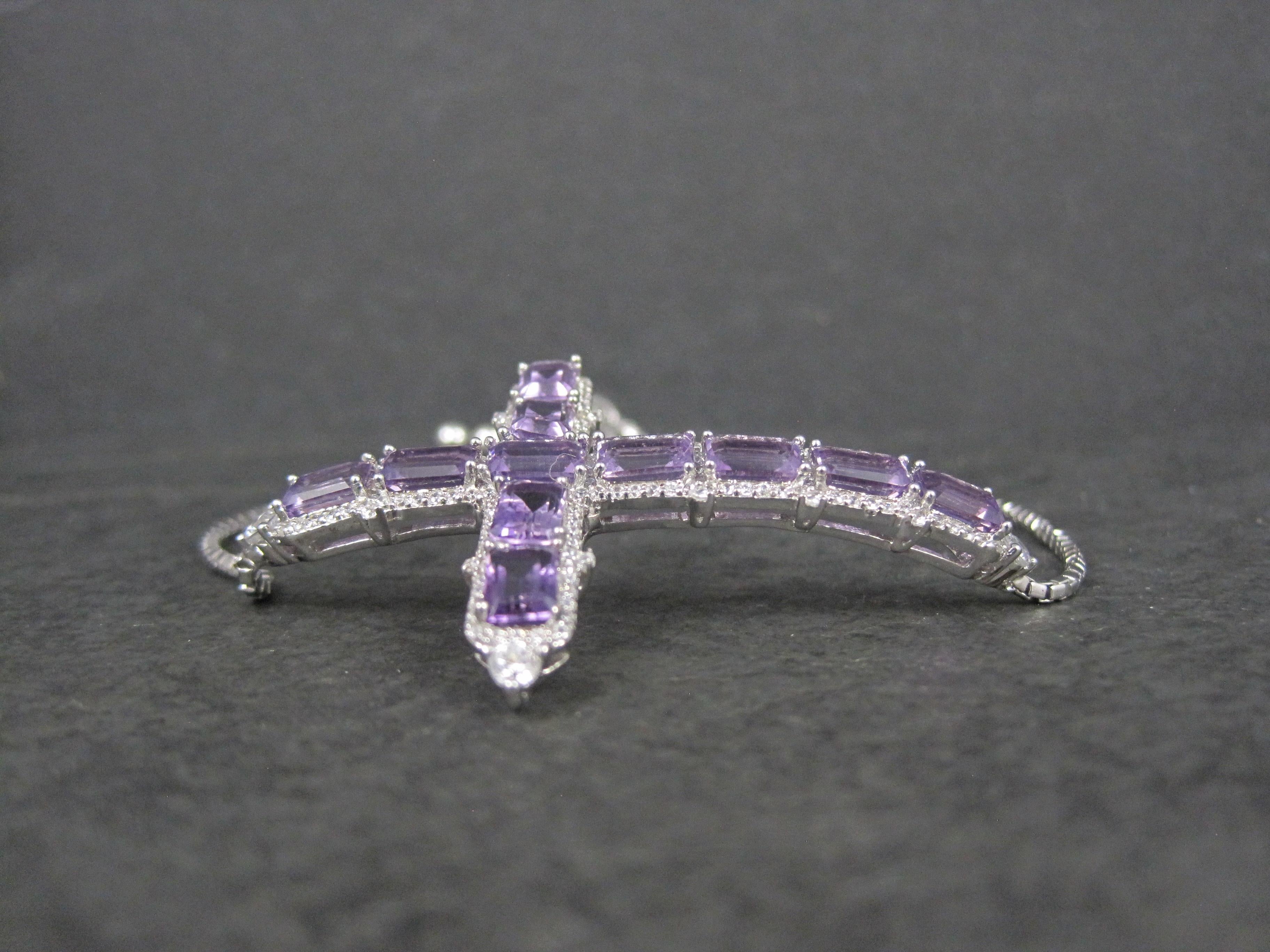 Bracciale Bolo con croce di ametista in argento sterling In condizioni Nuovo in vendita a Webster, SD