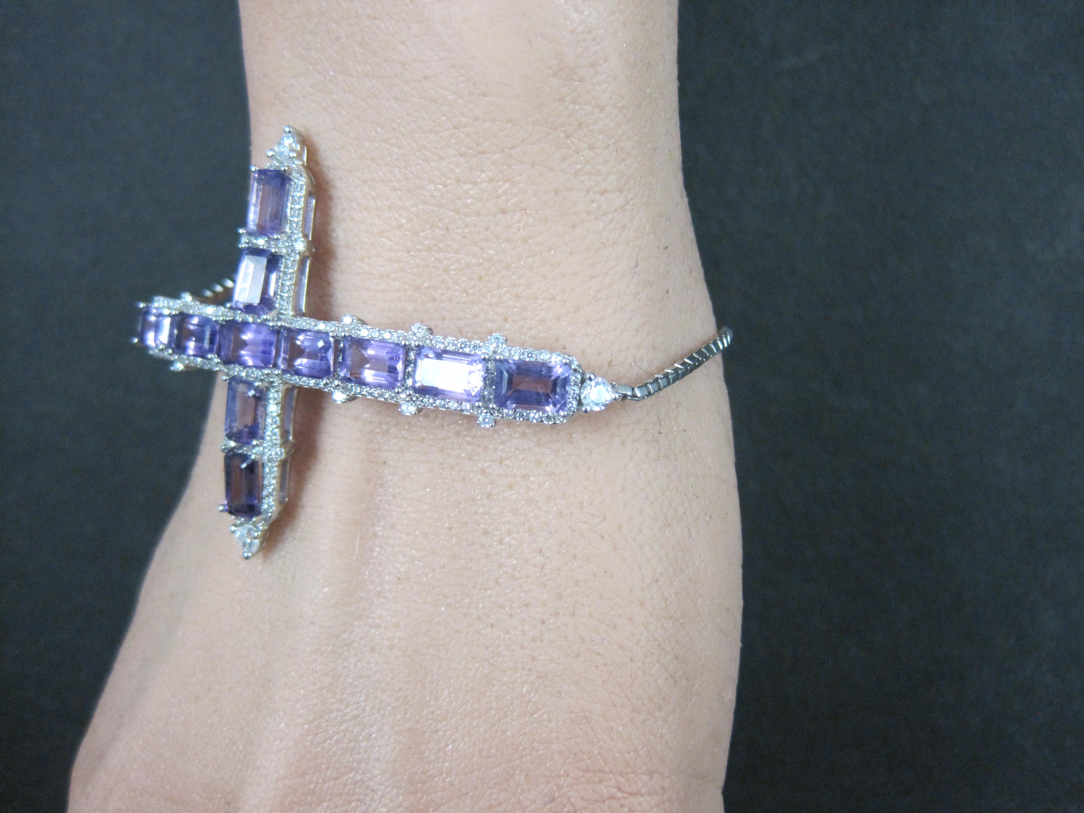 Bracciale Bolo con croce di ametista in argento sterling in vendita 3