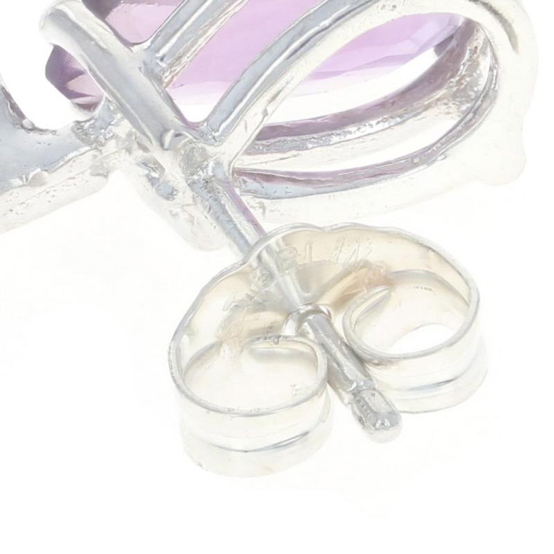 Ohrstecker aus Sterlingsilber mit Amethyst und kubischem Zirkon in Birnenschliff - 925, durchbohrt Damen