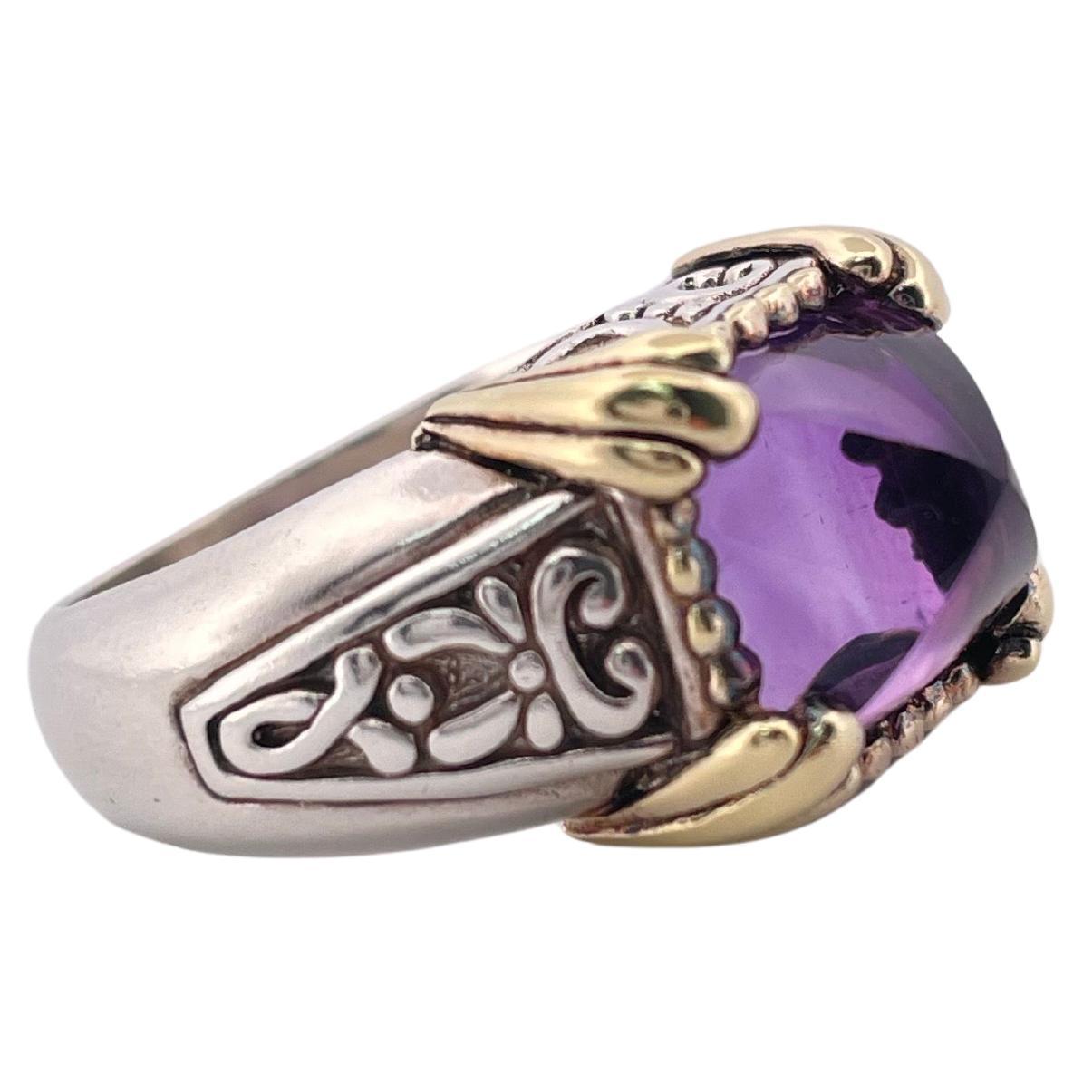 Bague en argent sterling et améthyste avec garniture en or jaune 18k Bon état - En vente à Sewickley, PA
