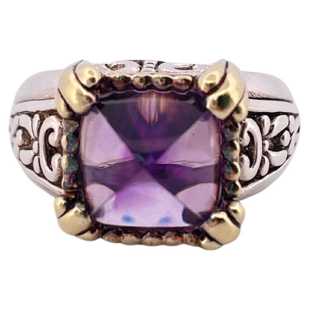 Sterling Silber & Amethyst Ring mit 18k Gelbgold trimmen