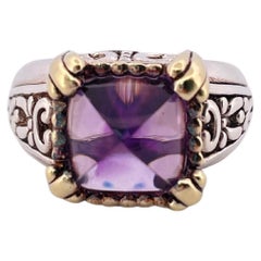 Bague en argent sterling et améthyste avec garniture en or jaune 18k