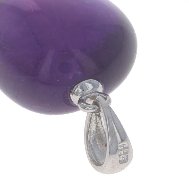 Sterling Silver Amethyst Solitaire Pendant - 925 Tumbled For Sale 1