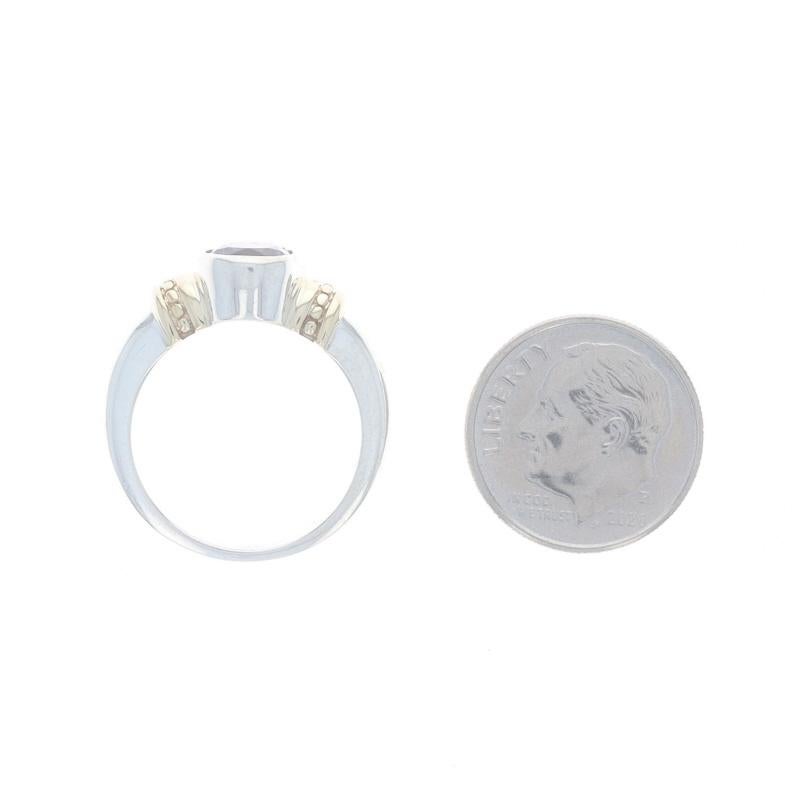 Anello solitario con ametista in argento 925 e oro giallo 14k ovale da 1,45 carati in vendita 1