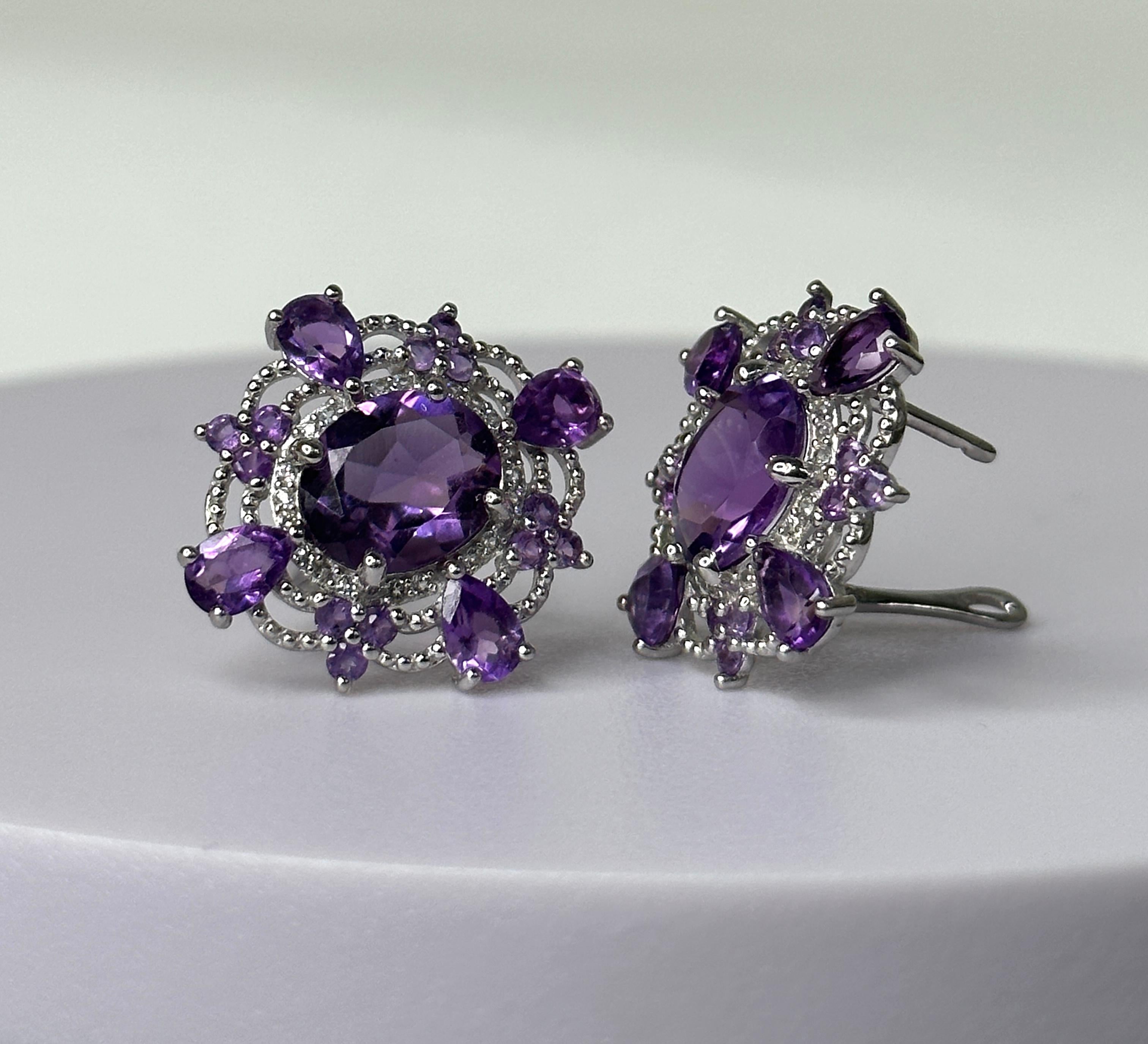 Early Victorian Sterling Silver Amethyst, Topaz Jewelry Set 
