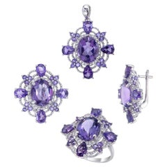 Sterling Silver Amethyst, Topaz Jewelry Set 
