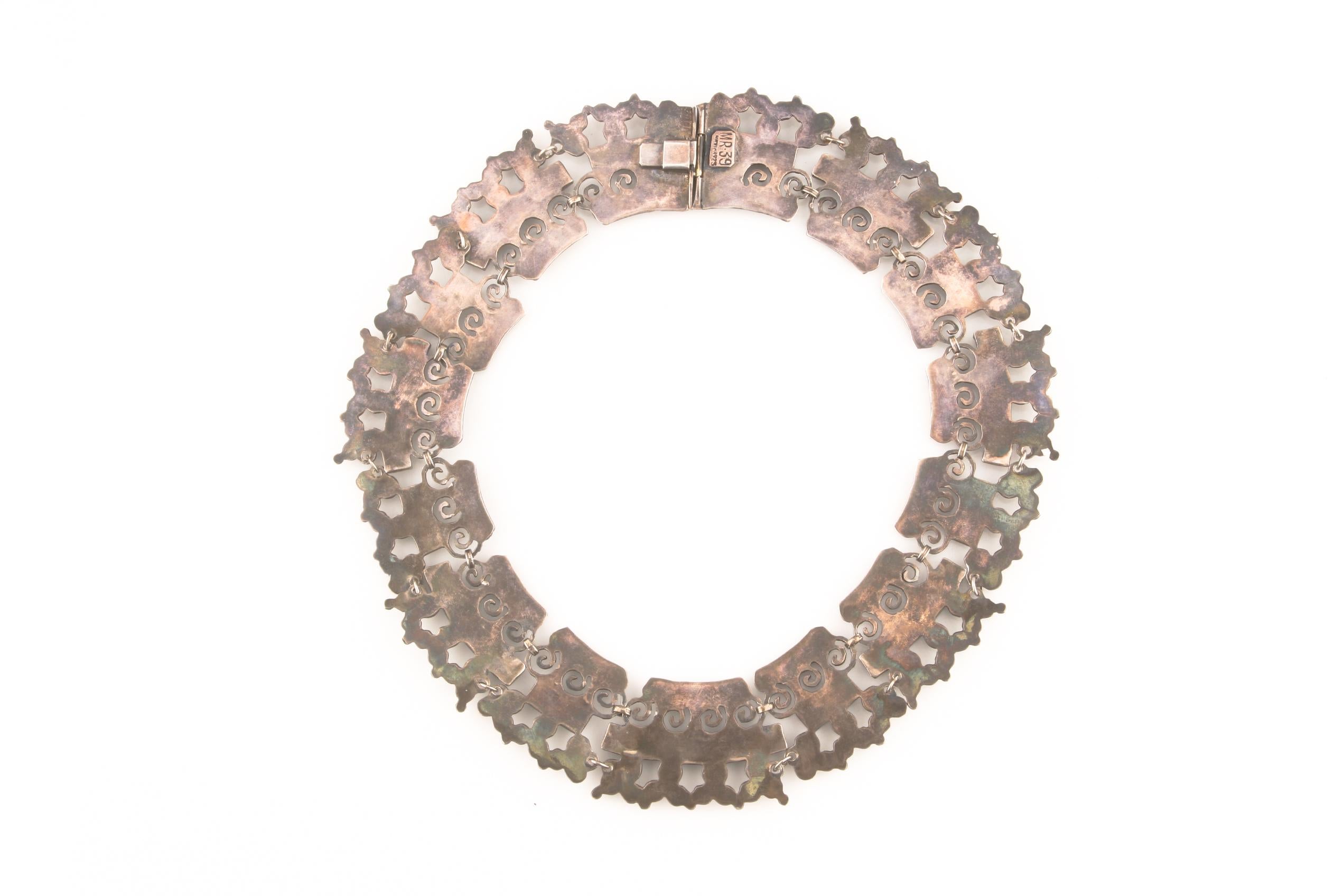 Set aus Halskette und Armband aus Sterlingsilber mit Amethyst und Türkis, Mexiko MR-39 (Cabochon) im Angebot