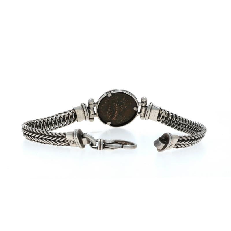 Bracciale con stazione di monete greche antiche in argento 925 - 925 Foxtail in vendita 1