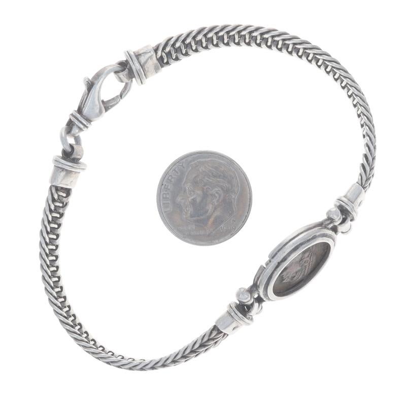 Bracciale con stazione di monete greche antiche in argento 925 - 925 Foxtail in vendita 2
