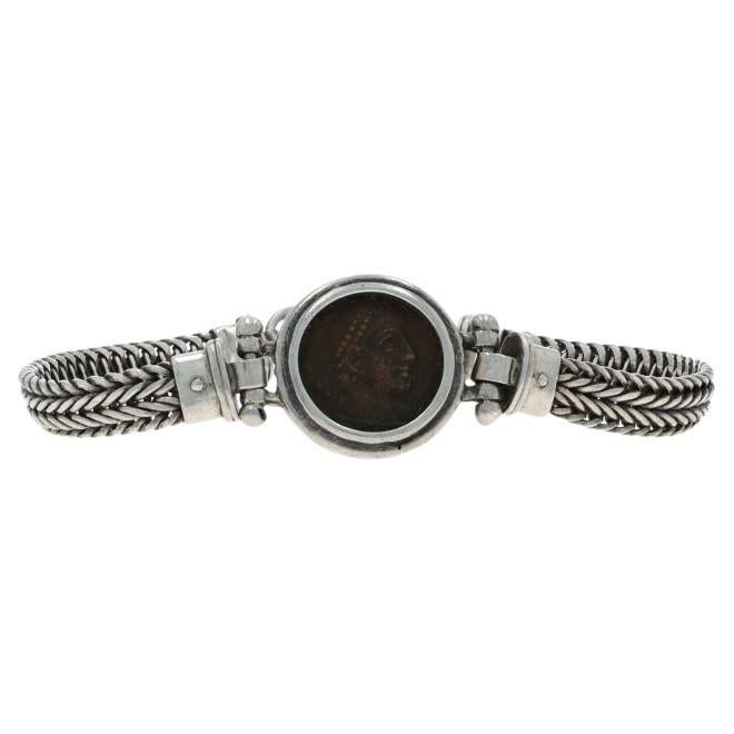 Bracciale con stazione di monete greche antiche in argento 925 - 925 Foxtail