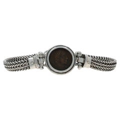 Bracciale con stazione di monete greche antiche in argento 925 - 925 Foxtail