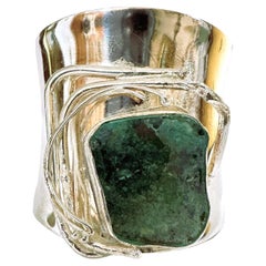 Sterling Silver & Ancient Roman Glass Cuff Bracelet by Jackie Cohen 