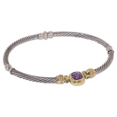 Sterling Silver and 14 Karat Yellow Gold Amethyst Cable Necklace by David Yurman