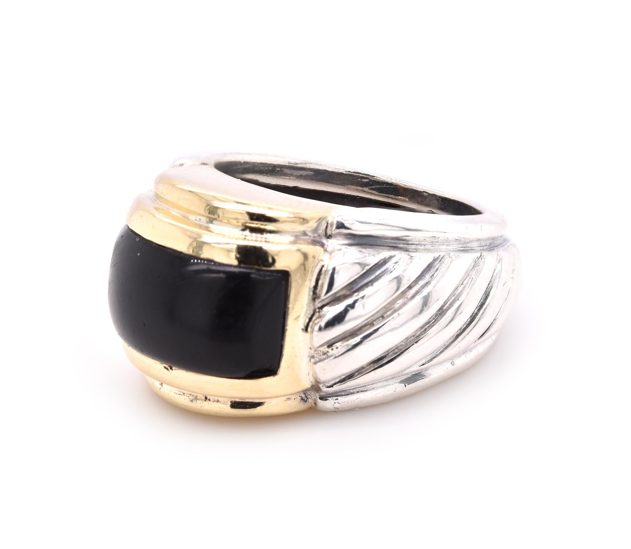 Material: sterling silver & 14K yellow gold
Ring size: 7 (please allow up to two additional business days for sizing requests)
Dimensions: ring top measures 13.80mm wide
Weight: 17.50 grams
