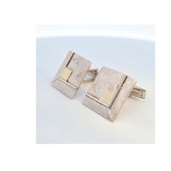 Sterling Silver and 14 Karat Yellow Gold Cufflinks