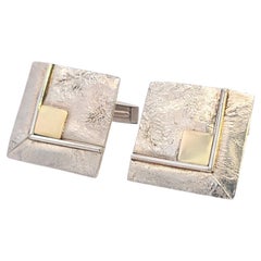 Sterling Silver and 14 Karat Yellow Gold Cufflinks