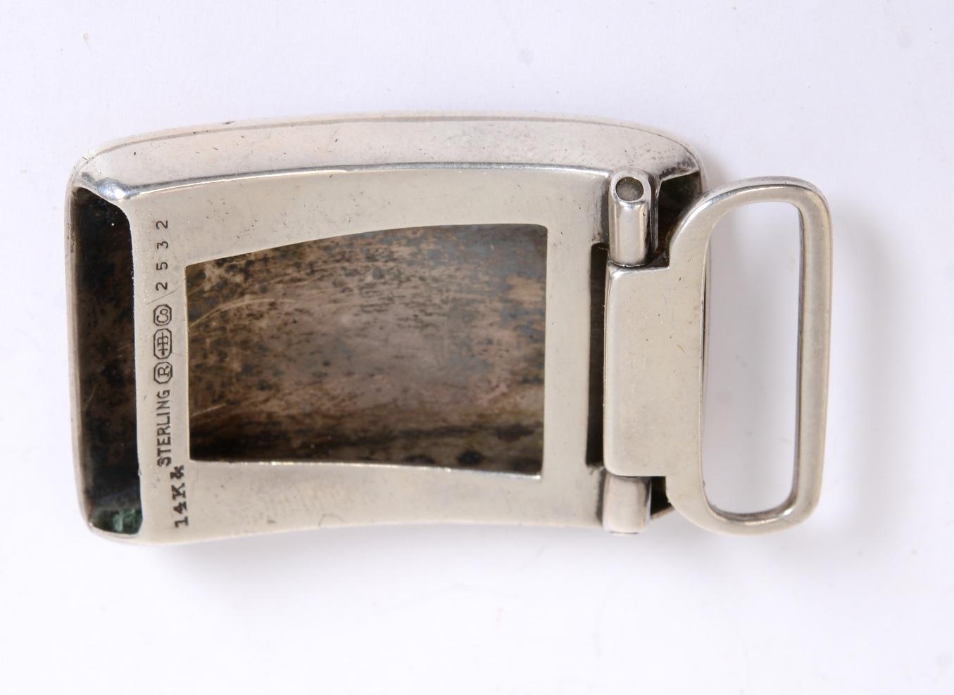 Sterling Silver and 14K Gold Belt Buckle by R. Blackinton & Co Initaled WSG. The initials could be buffed out. R. Blackinton & Co. used this hallmark of the 