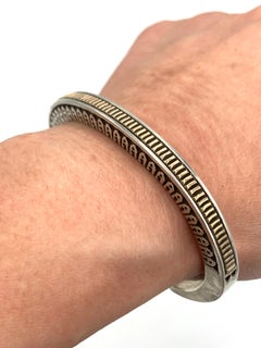 Sterling Silver and 14K Gold Bracelet by Lyle Secatero (J1695)