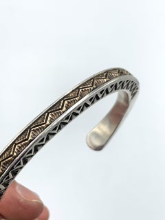 Sterling Silver and 14K Gold Bracelet by Lyle Secatero (J1696)