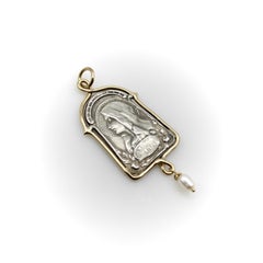 Sterling Silver and 14K Gold Brother Wolf Virgo Maria Medallion