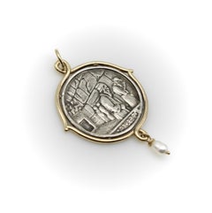 Sterling Silver and 14K Gold Brother Wolf Wailing Wall Medallion