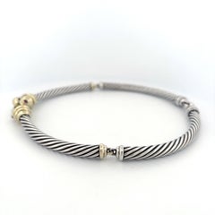 Sterling Silver and 14K Gold David Yurman Necklace with Pink Garnet Stones