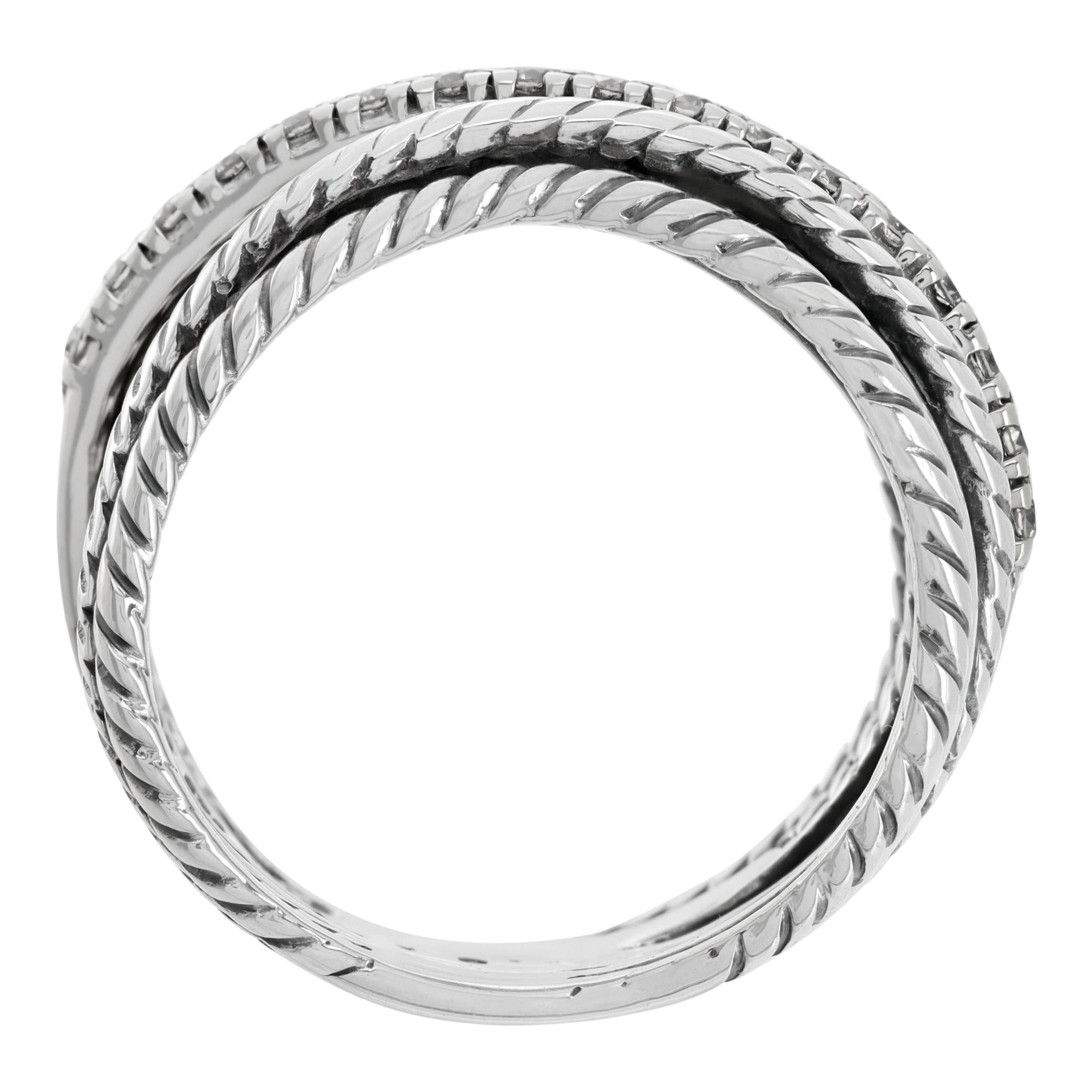 Women's or Men's Sterling silver and 14k gold David Yurman ring with diamonds For Sale
