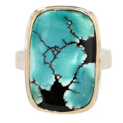 Sterling Silver and 14K Gold Ring with Hubei Turquoise by Jamie Joseph