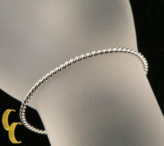 Sterling Silver and 14K Yellow Gold Spiral Cable Bracelet, Size 6.25