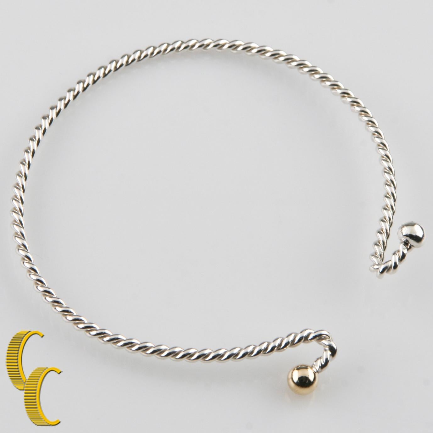 Moderno Bracciale a spirale in argento 925 e oro giallo 14K, misura 6,25 in vendita