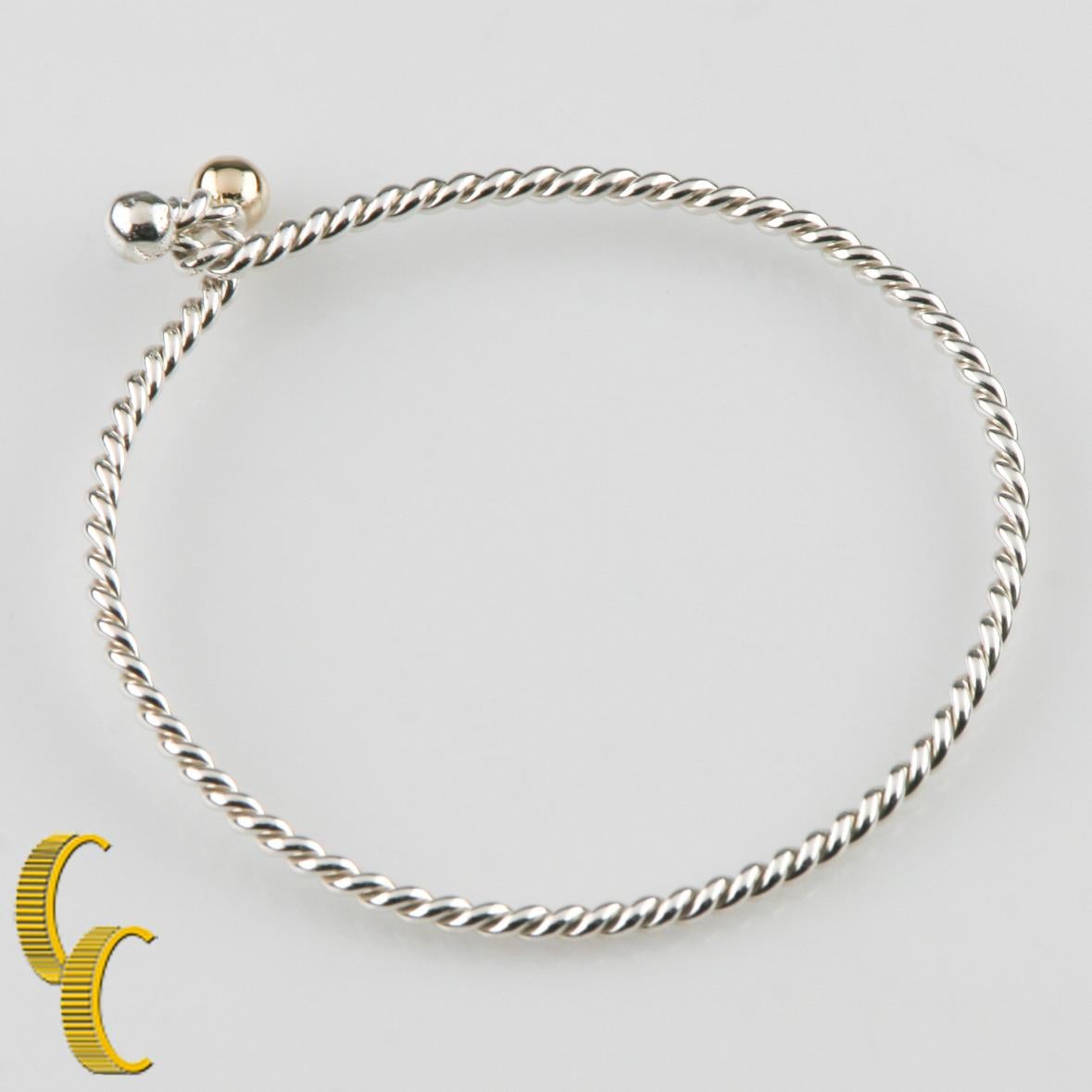 Bracciale a spirale in argento 925 e oro giallo 14K, misura 6,25 In condizioni buone in vendita a Van Nuys, CA