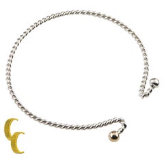 Bracciale a spirale in argento 925 e oro giallo 14K, misura 6,25