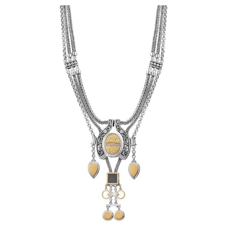 Sterling Silver and 18 Karat Gold Abdel Wahab Necklace For Sale at 1stDibs