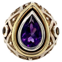 Sterling Silver and 18 Karat Gold Mitchell Peck Ring with 2.30 Carat Amethyst