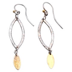 Pendants d'oreilles en argent sterling et or jaune 18 carats