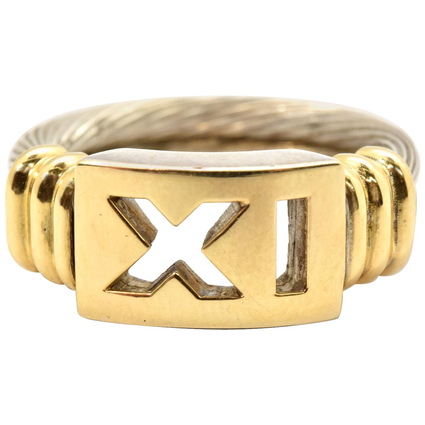 Sterling Silver and 18 Karat Yellow Gold ‘XI’ or ‘IX’ Ring