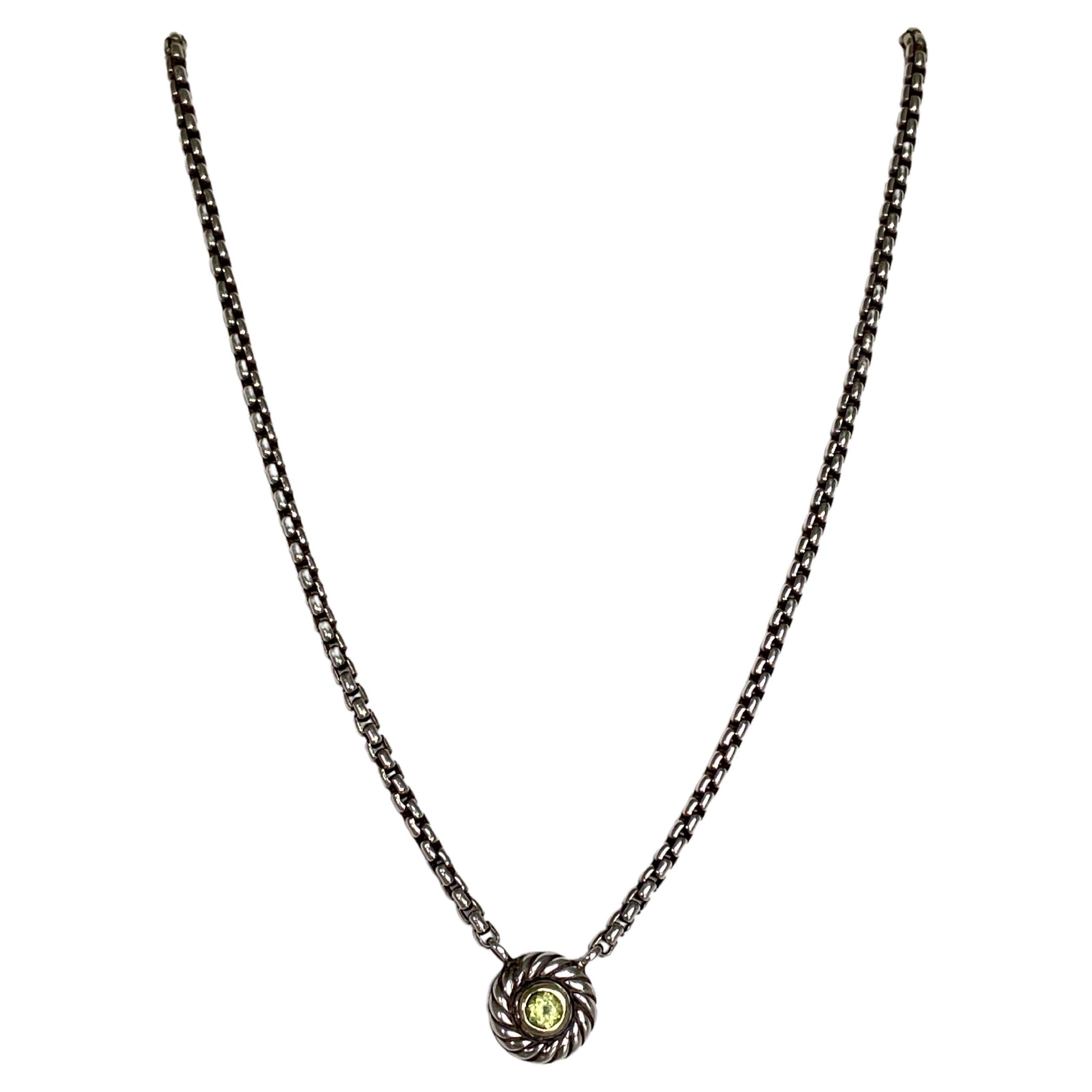 Sterling Silver and 18k Gold David Yurman Peridot "Cookie" Necklace