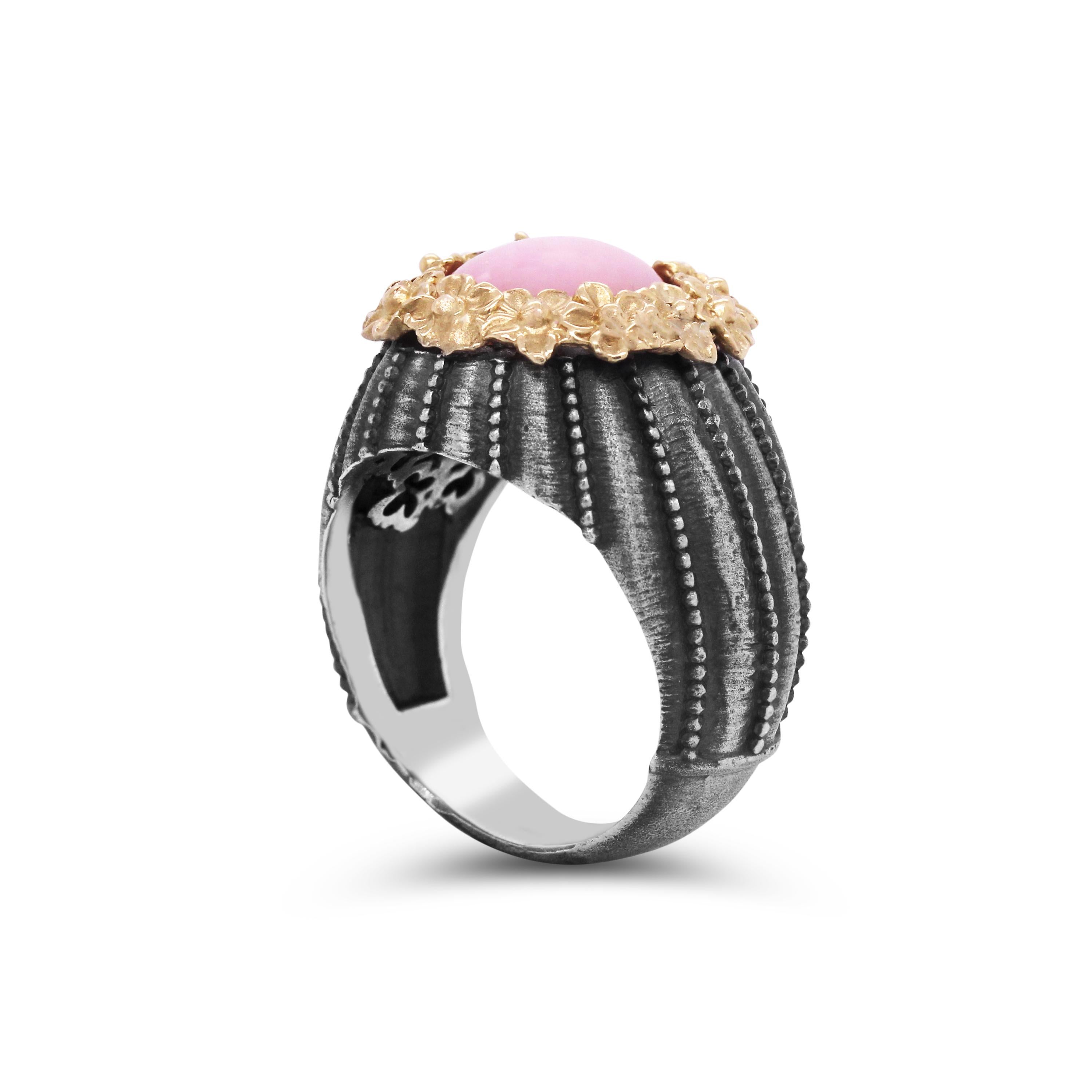 pink peruvian opal ring
